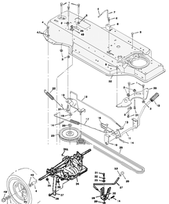 Motion Drive Diagram and Parts List for 31720X51A 1997 Briggs and Stratton Lawn Tractor